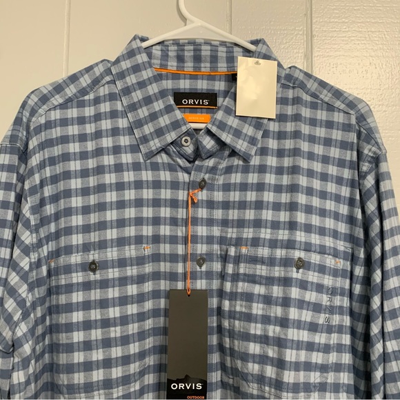 NWT Men’s Blue Plaid Orvis Cotton Active Fit Long-Sleeved Button Down Shirt - Picture 3 of 6